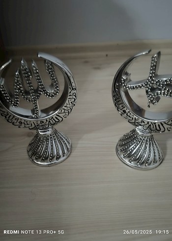 Diğer Altın ve Gri Ay Yıldızlı İslami Biblo Seti
