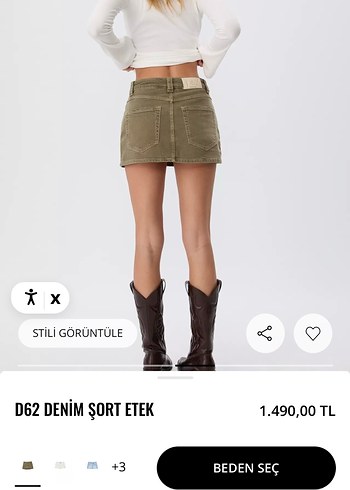 34 Beden haki Renk D62 şort etek