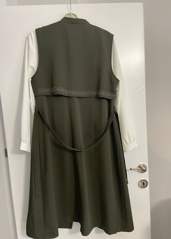 Nakışlı, Kemerli Uzun Kolsuz Kadın yelek - Görsel 4