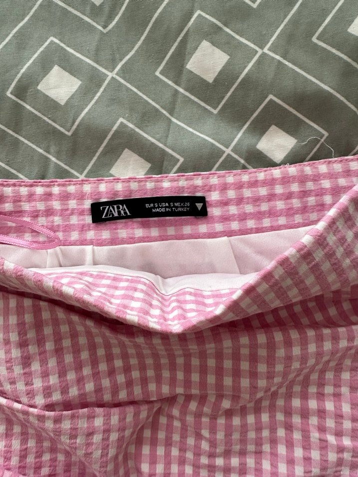 Zara Pembe Ekose Pilili Midi Etek - Görsel 2