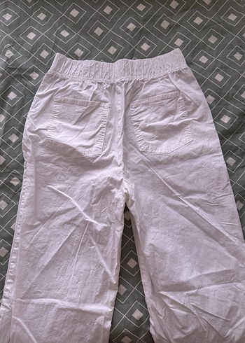 Colins Düğmeli Beyaz Keten Kadın Pantolon - Görsel 2