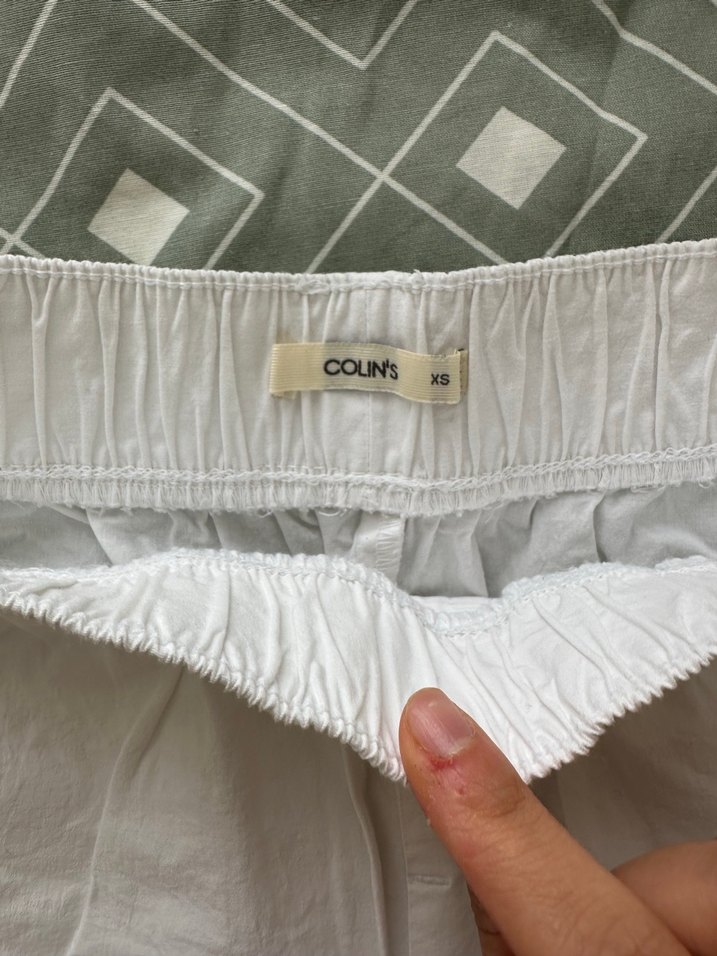 Colins Düğmeli Beyaz Keten Kadın Pantolon - Görsel 4