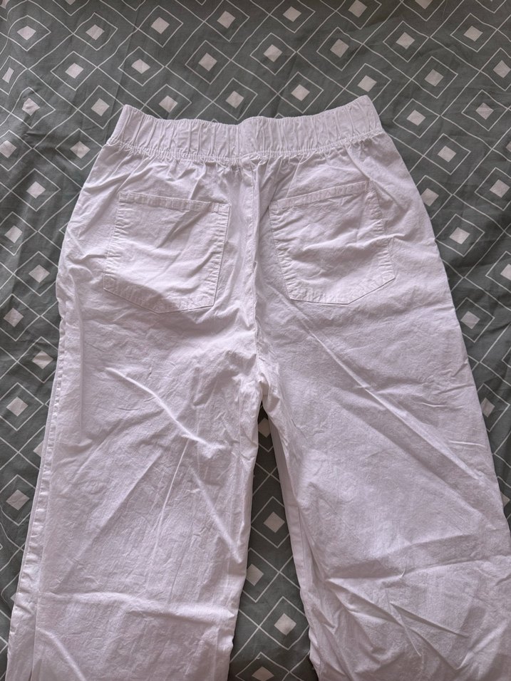 Colins Düğmeli Beyaz Keten Kadın Pantolon - Görsel 2