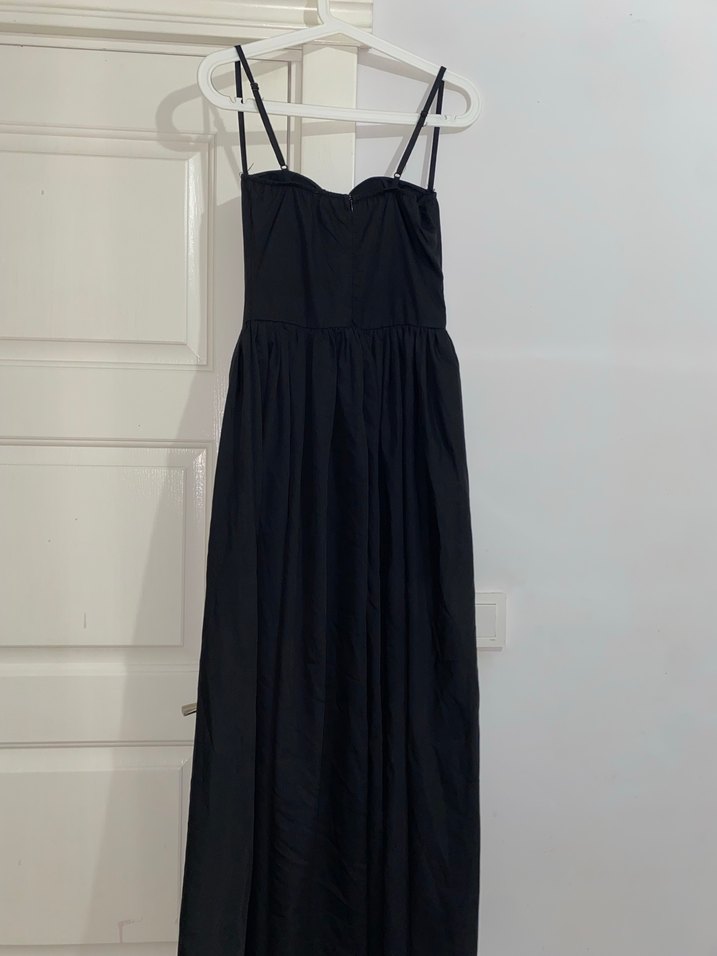 Uzun Siyah Straplez Elbise - Görsel 2