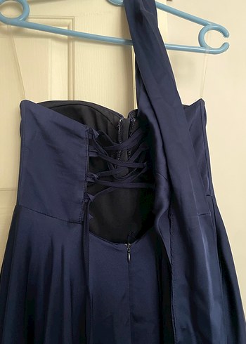 Ayşenur Dinçer Butik Lacivert Uzun Straplez Abiye Elbise - Görsel 2