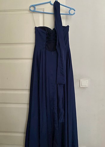 Ayşenur Dinçer Butik Lacivert Uzun Straplez Abiye Elbise - Görsel 3