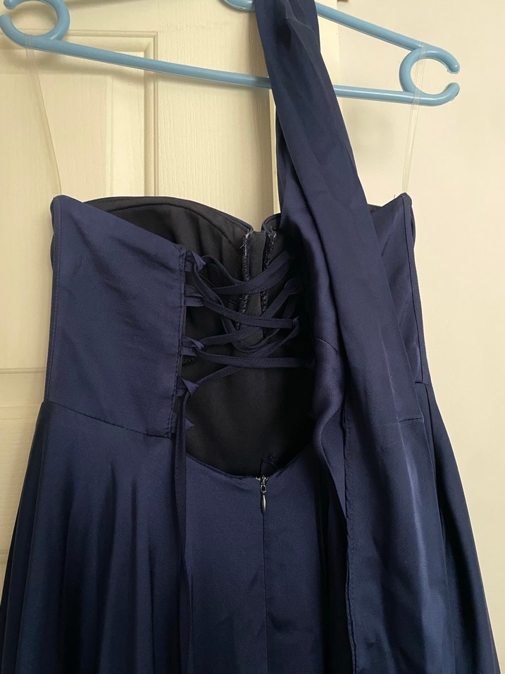 Ayşenur Dinçer Butik Lacivert Uzun Straplez Abiye Elbise - Görsel 2