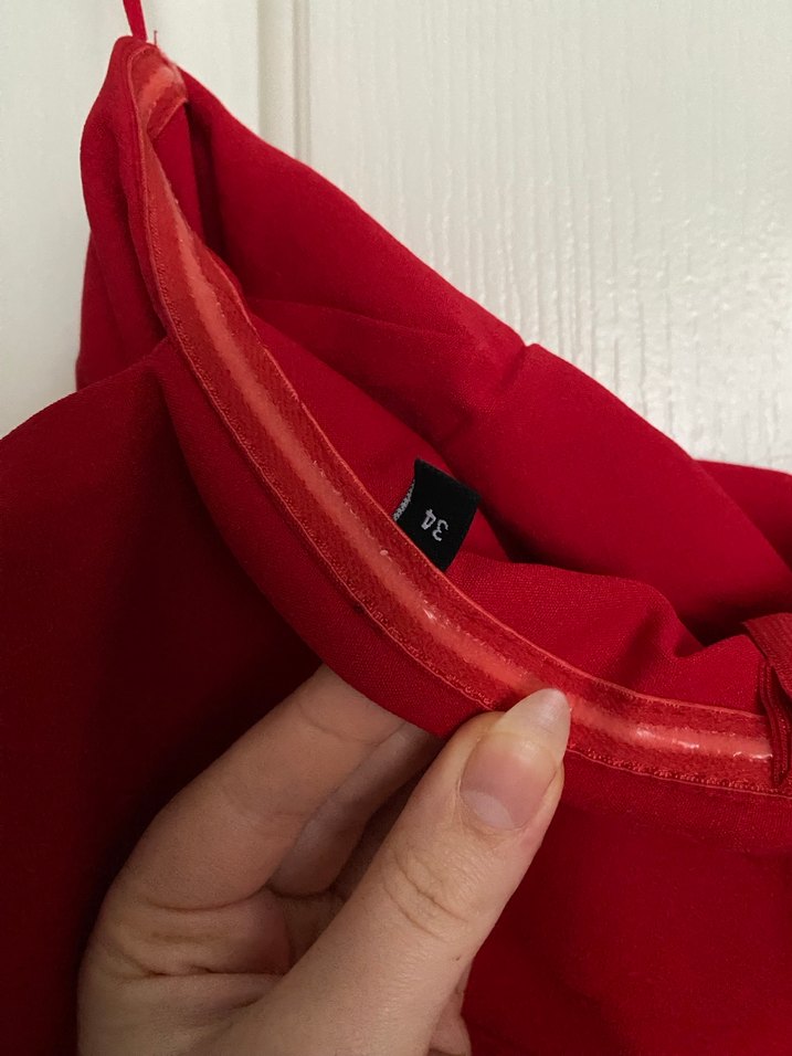 Kırmızı Drapeli Uzun Abiye Elbise - Görsel 3