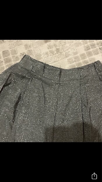 m Beden gri Renk Simli şık bol kısa pantolon