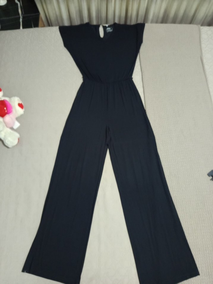 Siyah Kadın Uzun Piliseli Tulum - Görsel 2