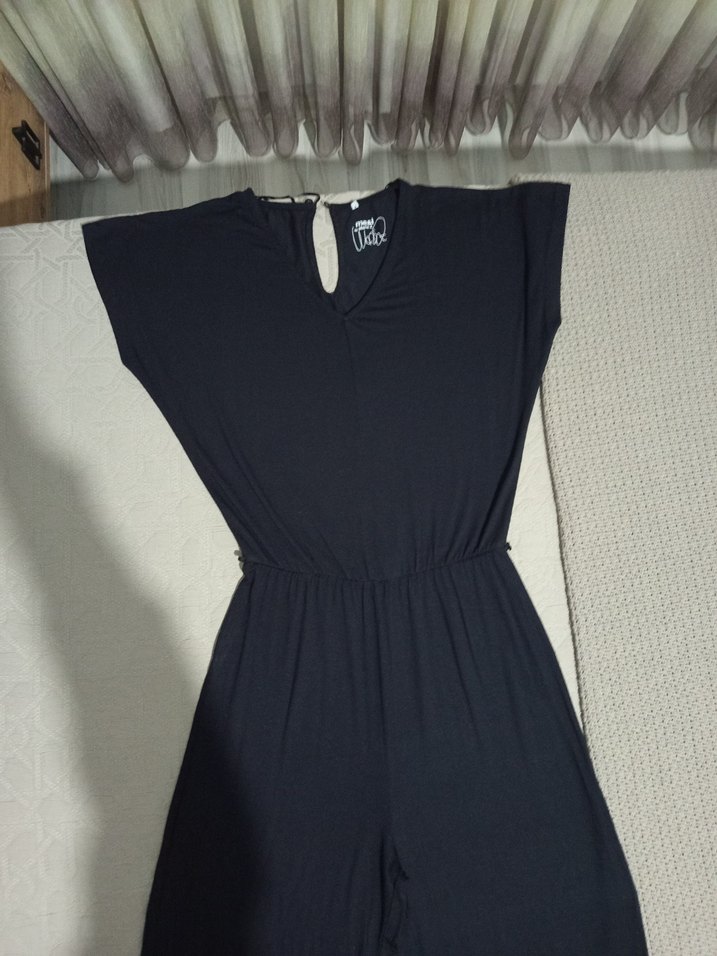 Siyah Kadın Uzun Piliseli Tulum - Görsel 3