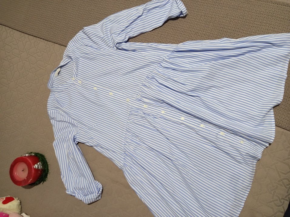 Mavi Çizgili Uzun  Elbisesi - Görsel 2