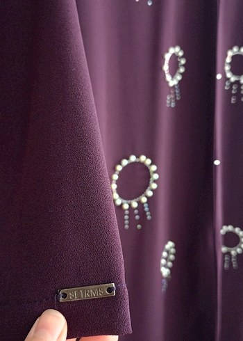 diğer Beden SETREMS Marka Mürdüm renkli İşlemeli Abaya