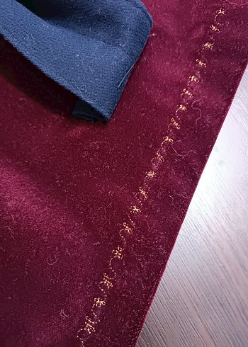 Bordo kadife Tekstil Omuz Çantası - Görsel 2