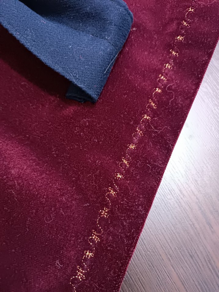 Bordo kadife Tekstil Omuz Çantası - Görsel 2