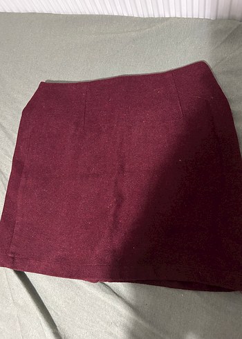 38 Beden Bordo Süet Düğmeli Midi Etek