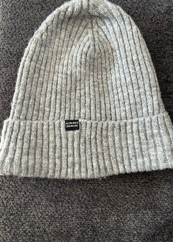 Gri Örgü Kadın Yün Bere - Görsel 2