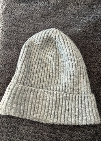 Gri Örgü Kadın Yün Bere - Görsel 3