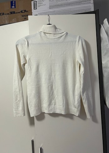 Beyaz Uzun Kollu Balıkçı Yaka Kadın Kazak - Görsel 2