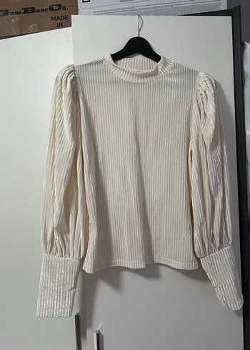 Uzun Kollu, Pileli, Beyaz Keten Bluz - Görsel 3