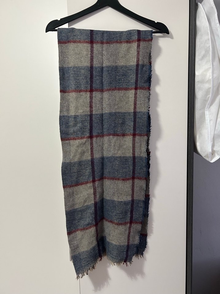 Bohem Tarz Gri Yün Kadın Şal - Görsel 2