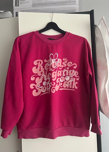Pembe Baskılı Kadın Sweatshirt - Görsel 2