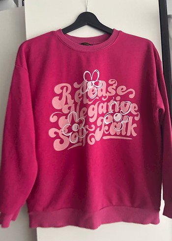Pembe Baskılı Kadın Sweatshirt - Görsel 3