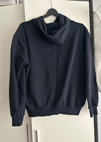 Siyah Kapüşonlu Salaş Sweatshirt - Görsel 4