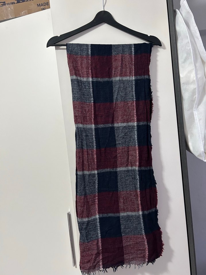 Bordo Ekose Kadın Şal - Görsel 2