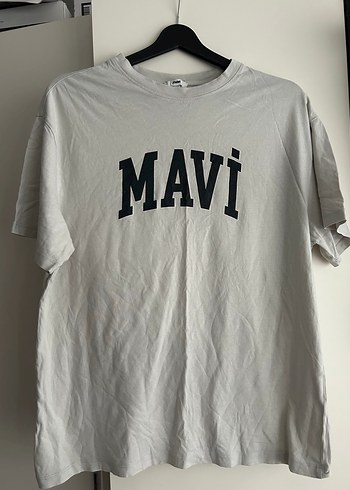 Mavi Baskılı Beyaz Kadın Tişört - Görsel 2