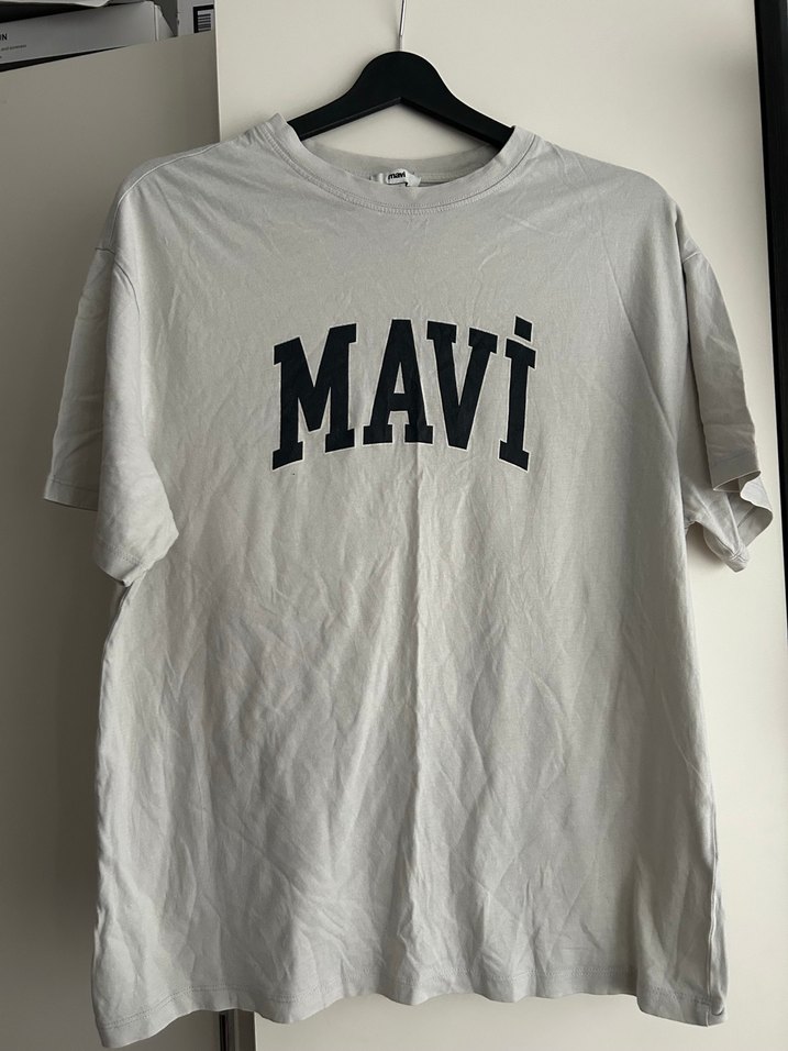 Mavi Baskılı Beyaz Kadın Tişört - Görsel 2