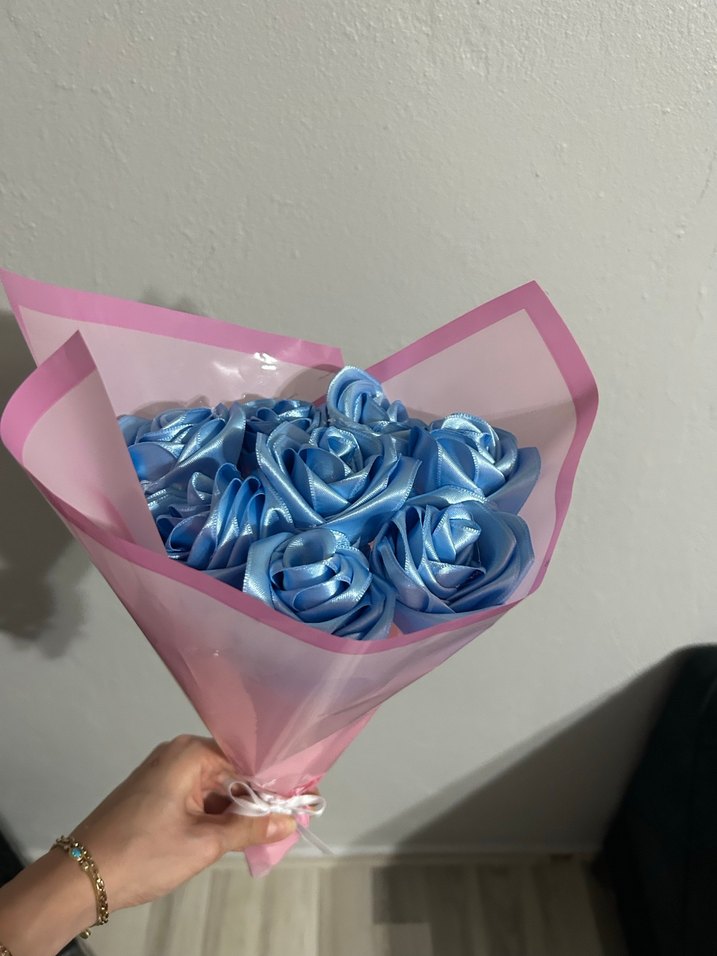 Mavi gül buketi - Görsel 3