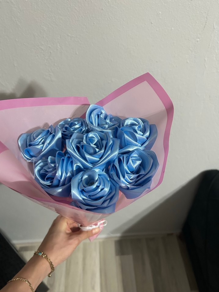Mavi gül buketi - Görsel 5