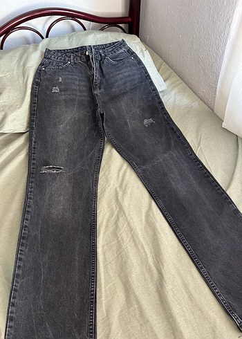 38 Beden Gri Regular Fit Midi Denim Kadın Jean
