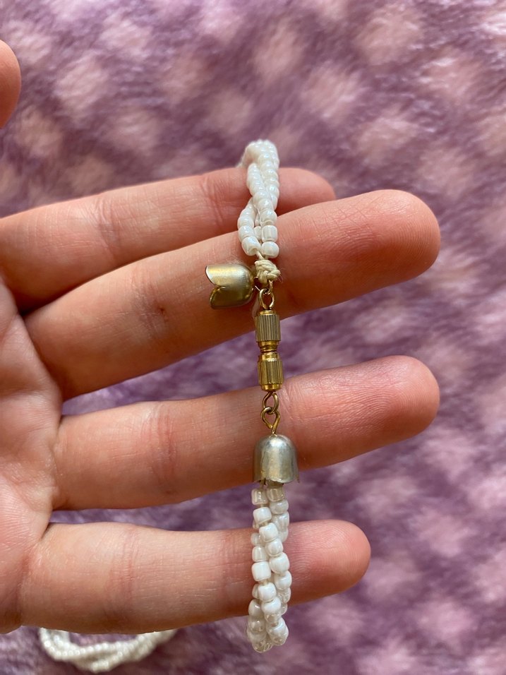 Uzun Beyaz Boncuklu Bohem Kolye - Görsel 4