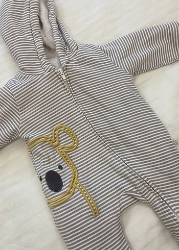 Çizgili yeni doğan tulum içi polarlı - Görsel 3