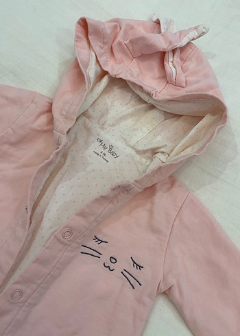 Kapüşonlu pudra Pembe yenidoğan Bebek Tulumu - Görsel 6