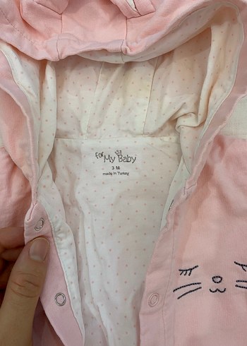 Kapüşonlu pudra Pembe yenidoğan Bebek Tulumu - Görsel 3