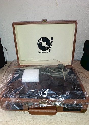 Kensa Kahverengi Taşınabilir Plak Çalar - Görsel 3