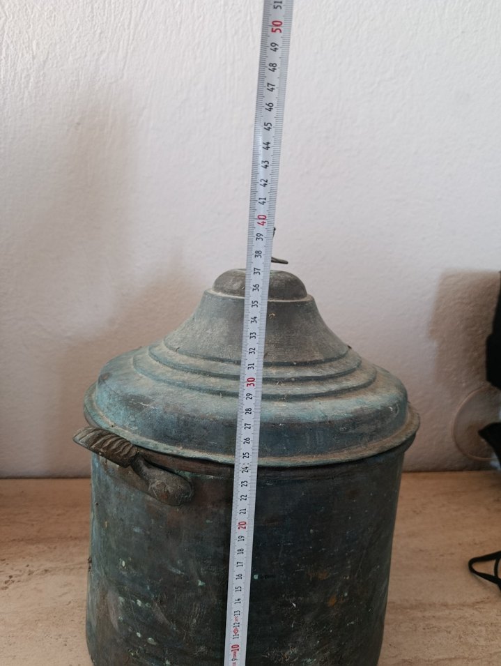 Koyu Gri Büyük bakır Kapaklı Tencere - Görsel 4