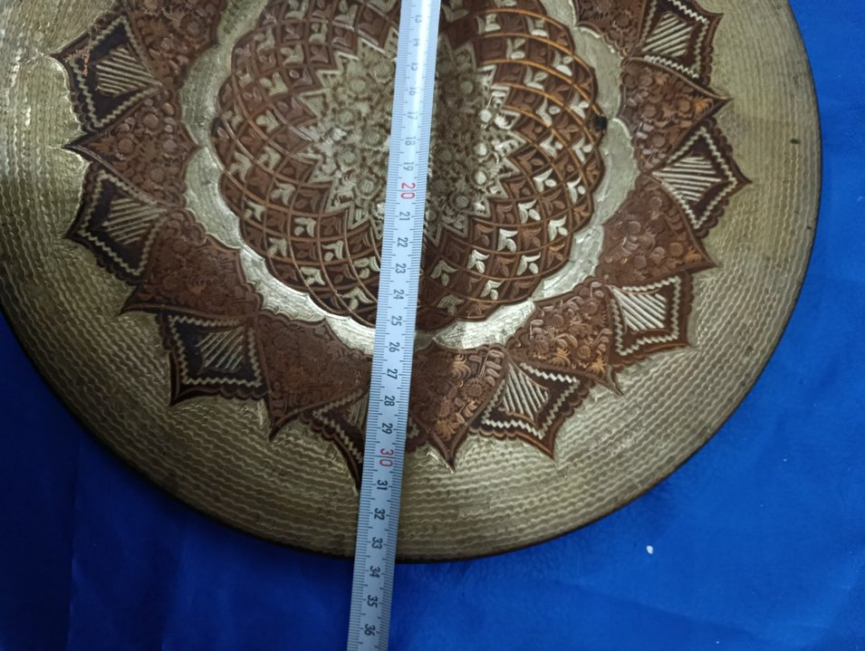 Kahverengi İşlemeli Dekoratif Duvar Tabağı - Görsel 2