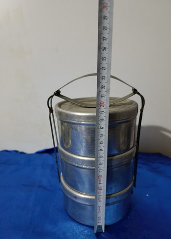 Gri Metal 3 Katlı Yemek Kabı - Görsel 2