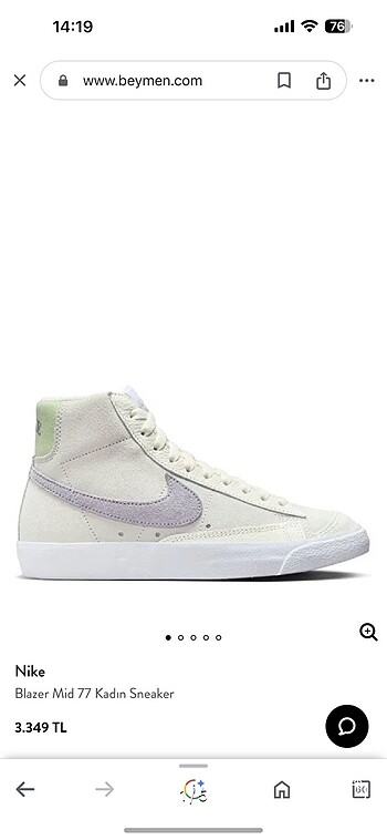 Nike blazer mid 77 beyaz sneaker spor