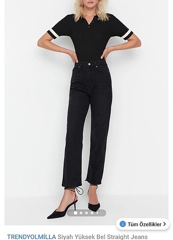 Trendyolmilla siyah yüksek bel straight jean