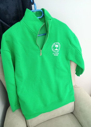 Yeşil Fermuarlı Kadın Sweatshirt