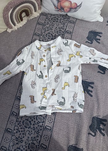 12-18 Ay Beden LCW Erkek Çocuk Desenli Keten Gömlek