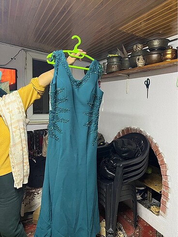 48 Beden yeşil Renk Yeşil abiye elbise