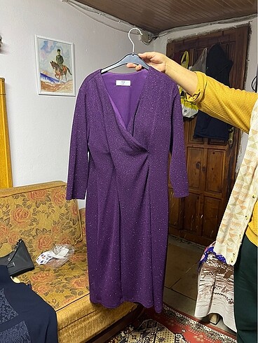 Mor şık abiye elbise