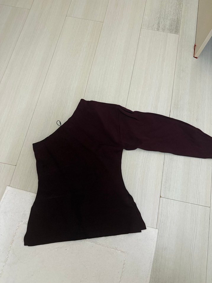 Kadın Siyah Uzun Kollu Drapeli Bluz - Görsel 2