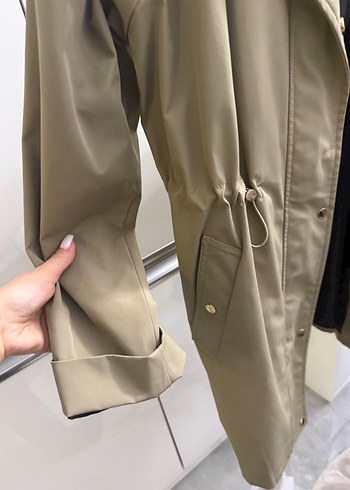 Kadın Haki Midi Boy Düğmeli Ceket zara - Görsel 5